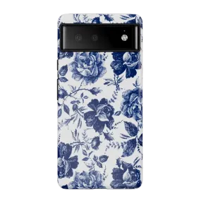 Rose to Fame | Blue & White Rose Floral Google Pixel Case