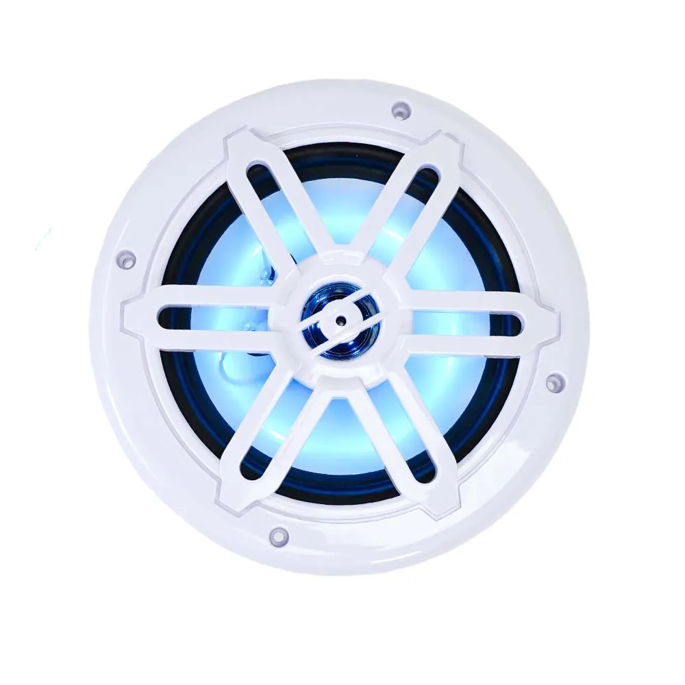 SA-08M01W-RGB - Pair of White 8 Inch 200 Watt 2-Way Waterproof Boat/Marine Speakers with RGB Lights