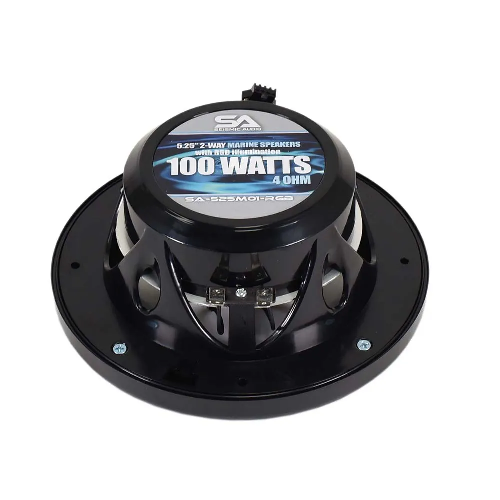 SA-525M01B-RGB - Pair of 5.25 Inch 100 Watt 2-Way Waterproof Boat/Marine Speakers with RGB Lights