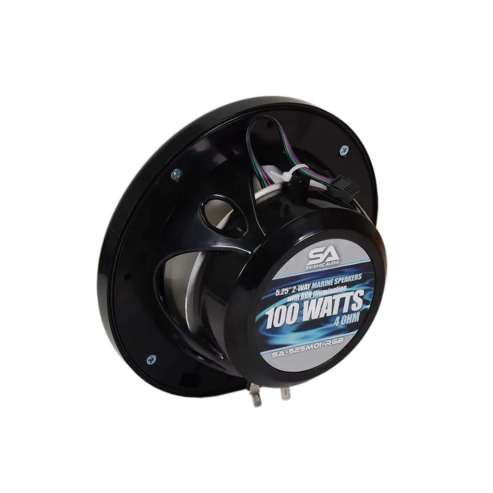 SA-525M01B-RGB - Pair of 5.25 Inch 100 Watt 2-Way Waterproof Boat/Marine Speakers with RGB Lights