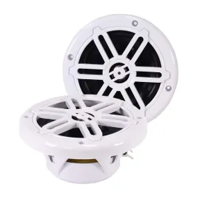 SA-525M01W - Pair of White 5.25 Inch 100 Watt 2-Way Waterproof Boat/Marine Speakers - 200 Watts Total
