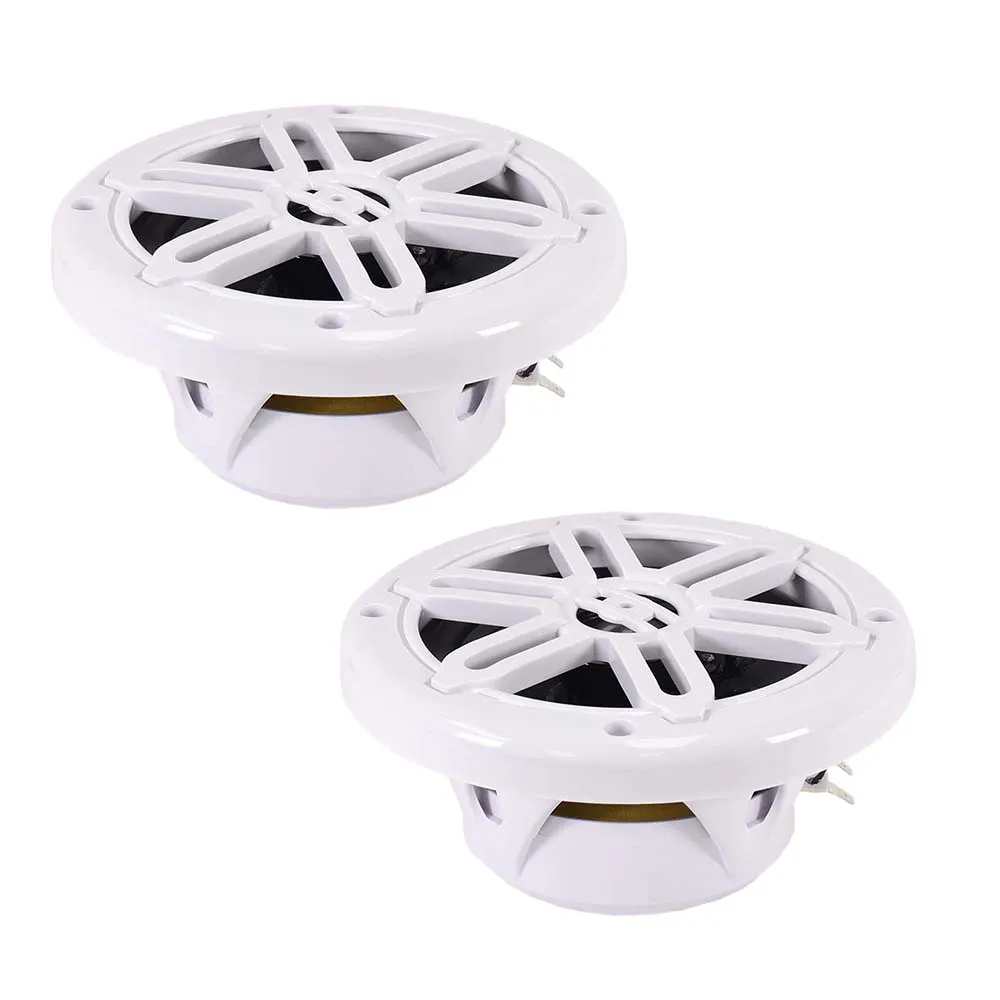 SA-525M01W - Pair of White 5.25 Inch 100 Watt 2-Way Waterproof Boat/Marine Speakers - 200 Watts Total