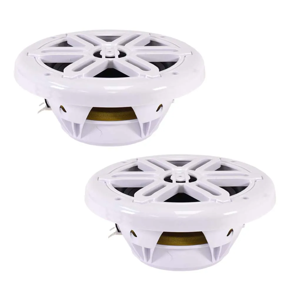 SA-65M01W - Pair of White 6.5 Inch 150 Watt 2-Way Waterproof Boat/Marine Speakers - 300 Watts Total