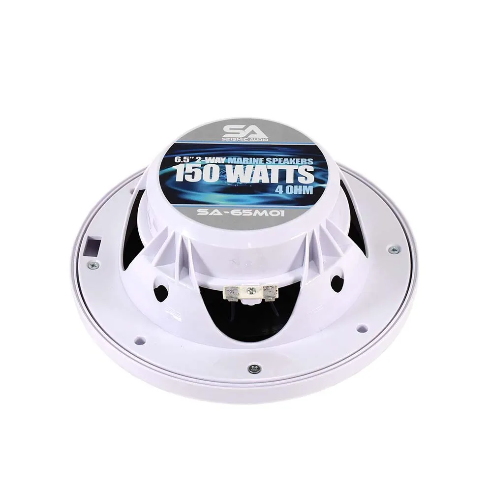 SA-65M01W - Pair of White 6.5 Inch 150 Watt 2-Way Waterproof Boat/Marine Speakers - 300 Watts Total