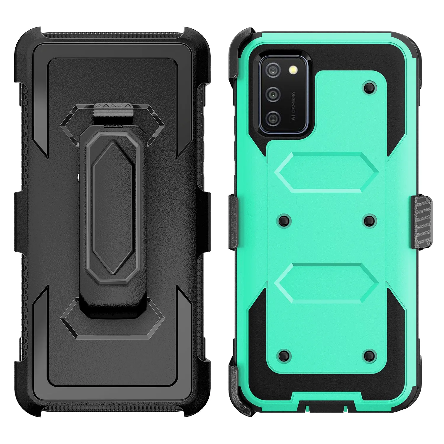 Samsung Galaxy A02s Case, Galaxy A02s Case, Triple Protection 3-1 w/ Built in Screen Protector Heavy Duty Holster Shell Combo Case - Teal