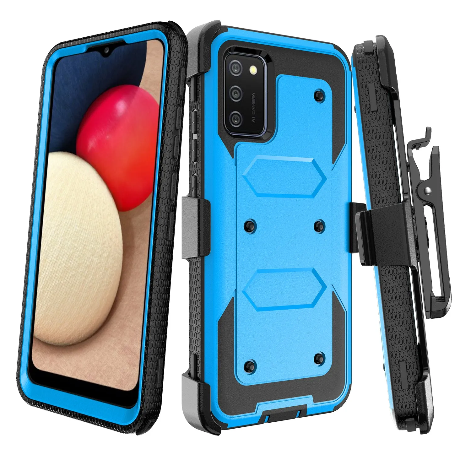 Samsung Galaxy A52 5G Case, Galaxy A52 5G Case, Triple Protection 3-1 w/ Built in Screen Protector Heavy Duty Holster Shell Combo Case - Blue