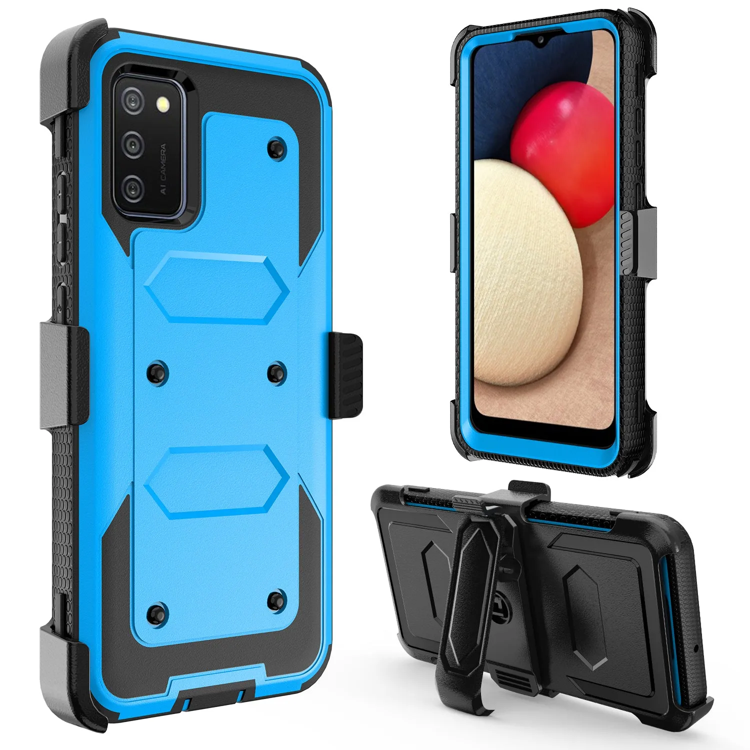 Samsung Galaxy A52 5G Case, Galaxy A52 5G Case, Triple Protection 3-1 w/ Built in Screen Protector Heavy Duty Holster Shell Combo Case - Blue