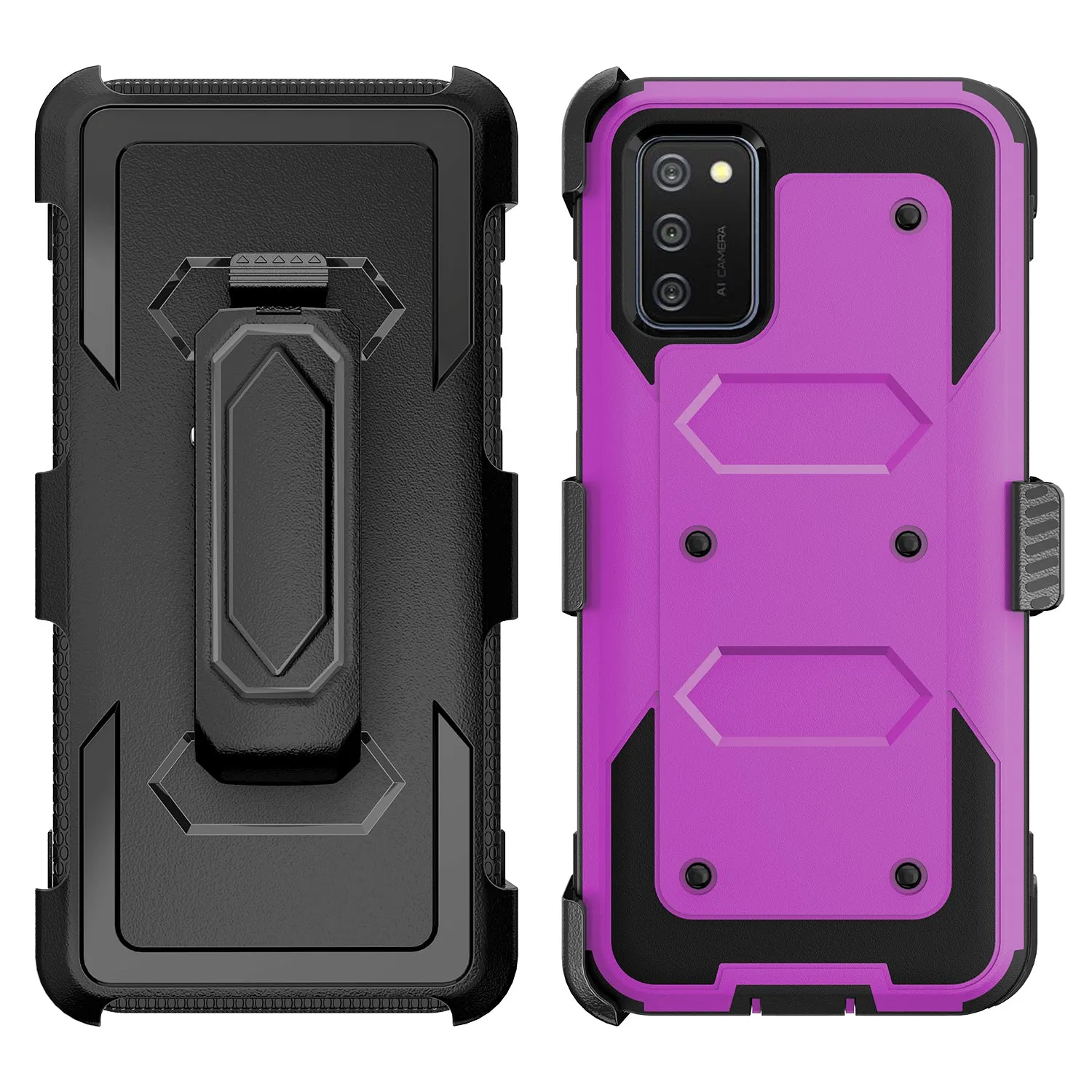 Samsung Galaxy A52 5G Case, Galaxy A52 5G Case, Triple Protection 3-1 w/ Built in Screen Protector Heavy Duty Holster Shell Combo Case - Purple