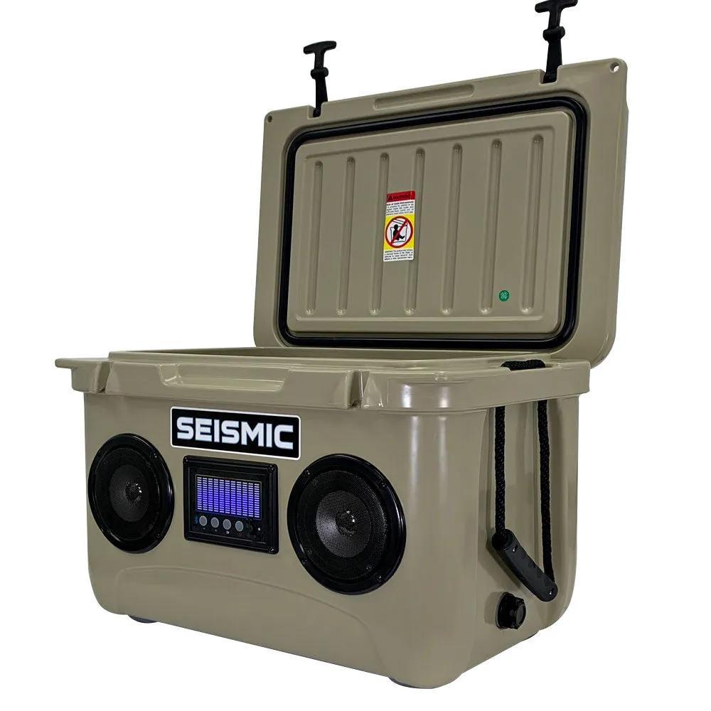 SC37WS-Tan - 37 Quart Tan Hard Cooler Box with Built-In Bluetooth Speakers