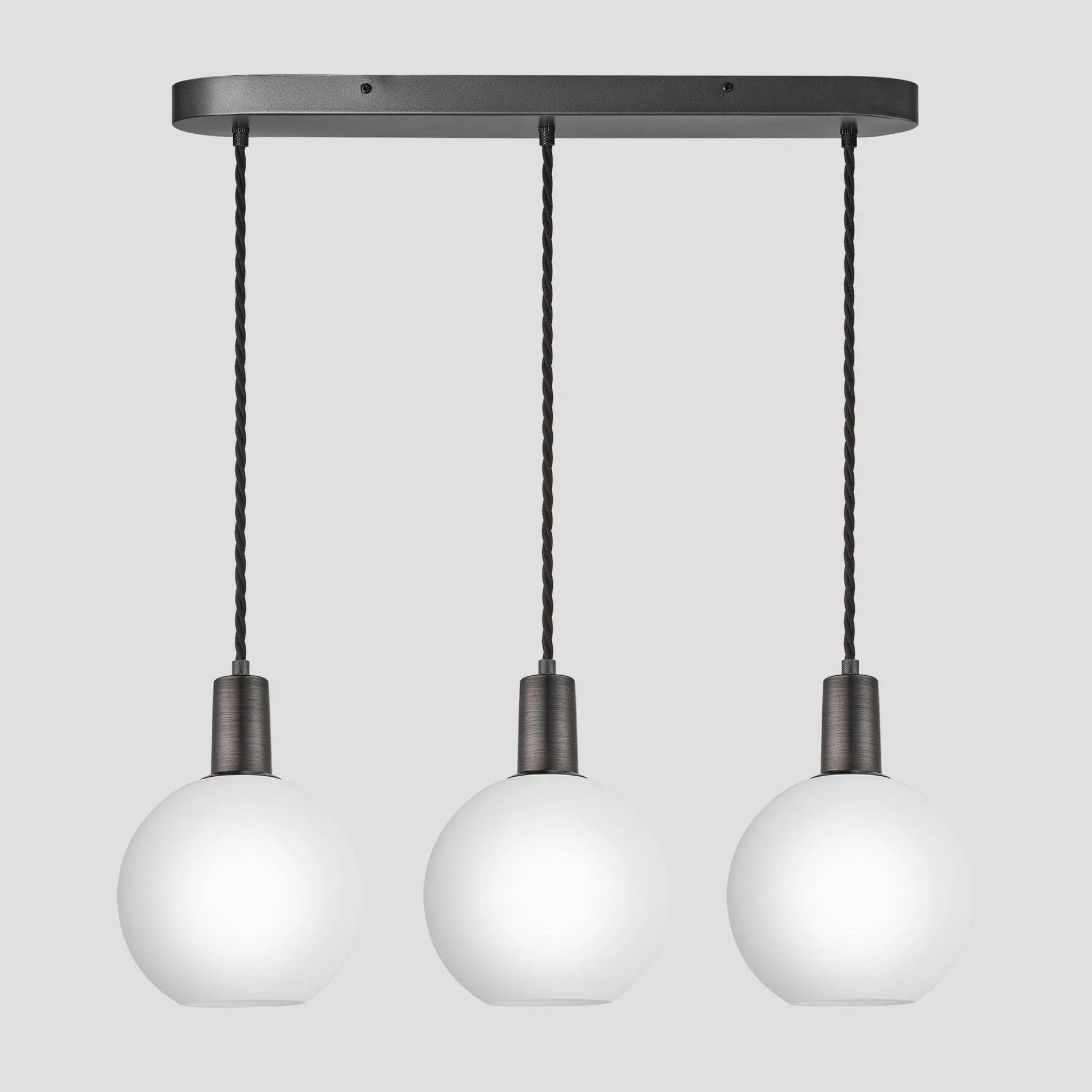 Sleek Opal Glass Globe 3 Wire Cluster Lights - 7 inch - White