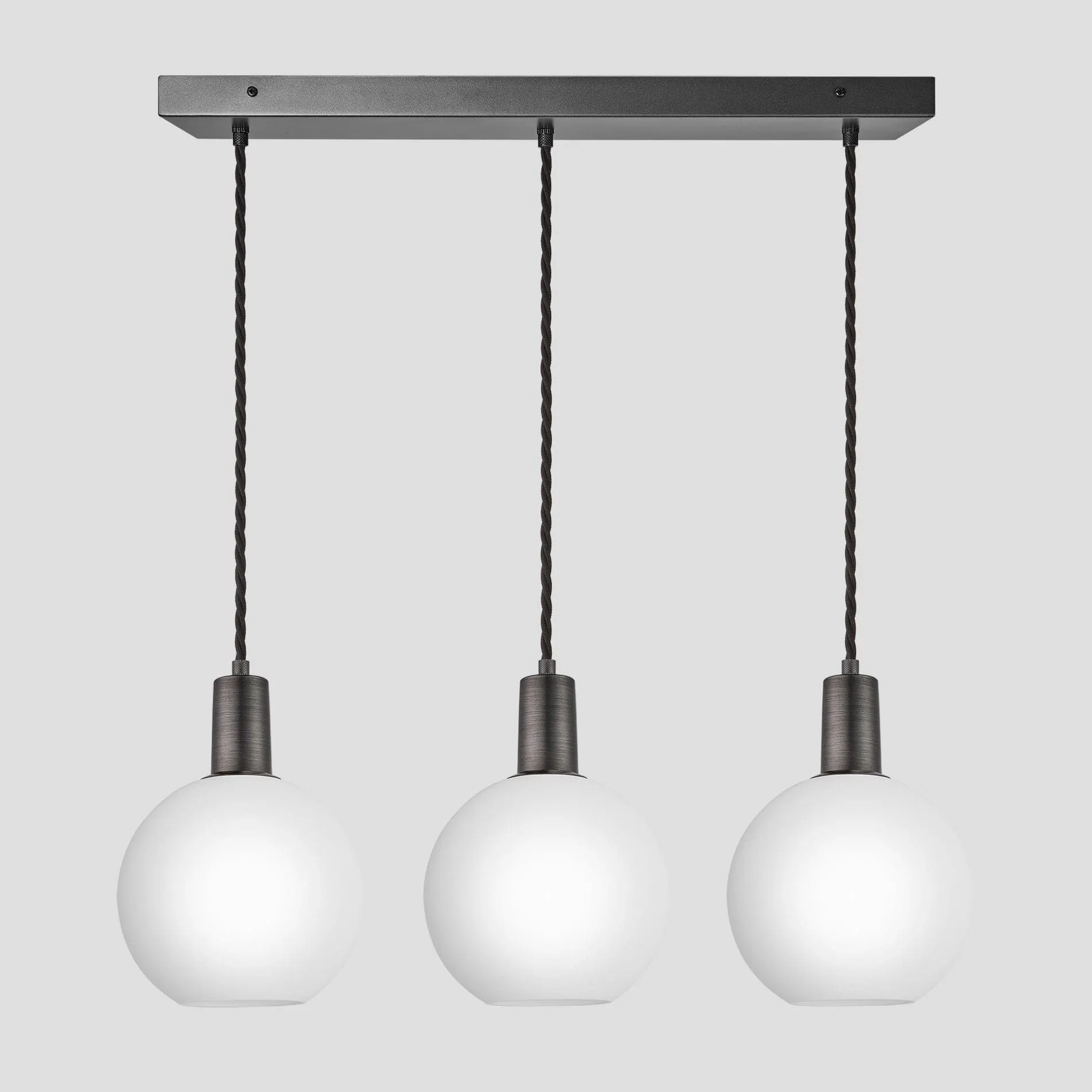 Sleek Opal Glass Globe 3 Wire Cluster Lights - 7 inch - White