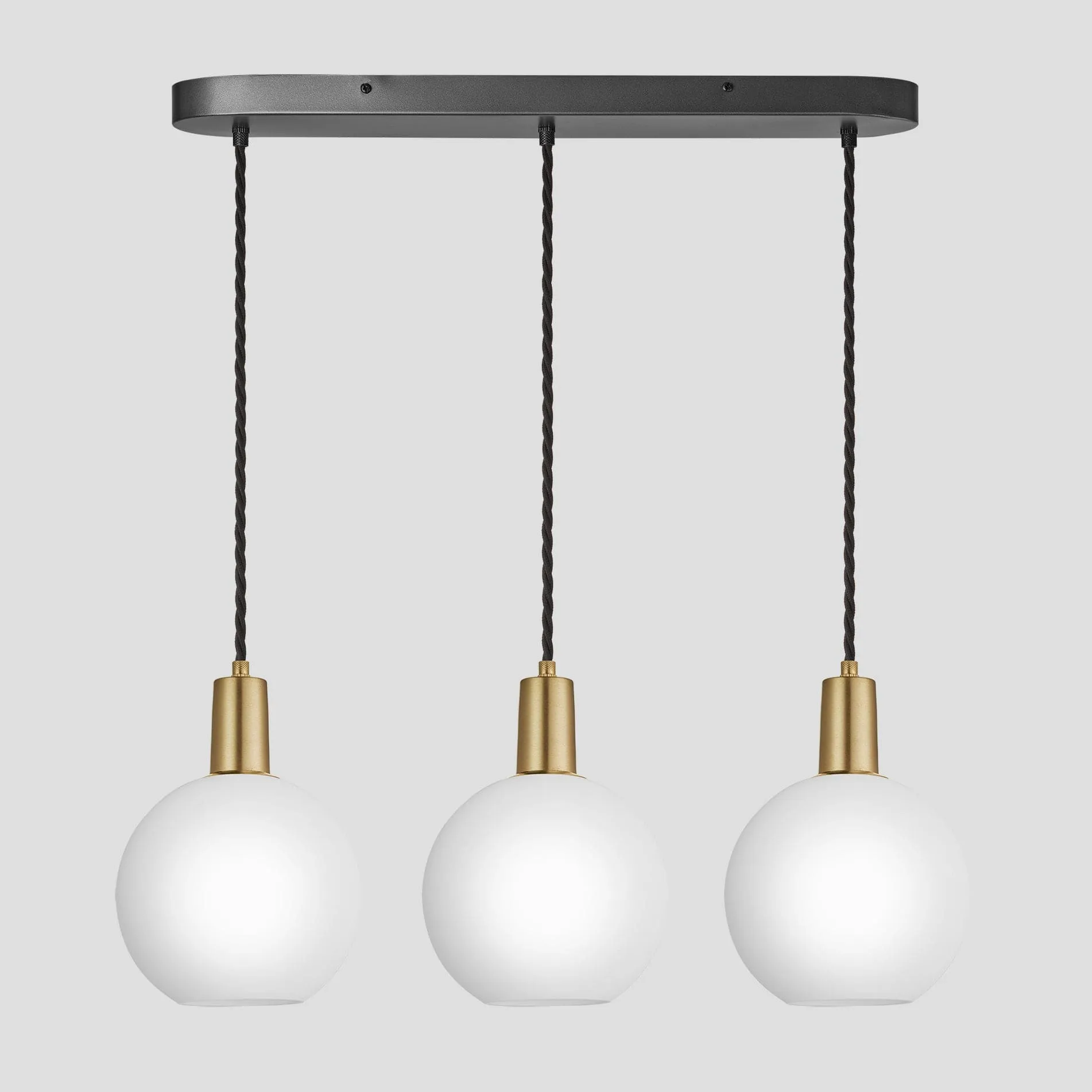 Sleek Opal Glass Globe 3 Wire Cluster Lights - 7 inch - White