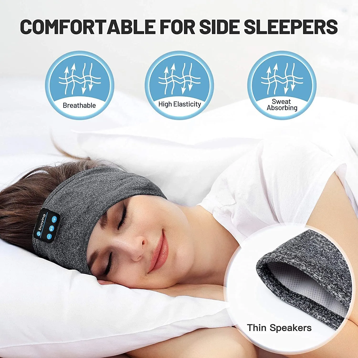 Sleep Headphones Wireless, Bluetooth Sports Headband Headphones with Ultra-Thin HD Stereo Speakers Perfect for Sleeping,Workout,Jogging,Yoga,Insomnia, Air Travel, Meditation, Grey