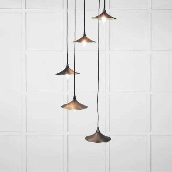 Smooth Brass Flora Cluster Pendant in Soot | From The Anvil