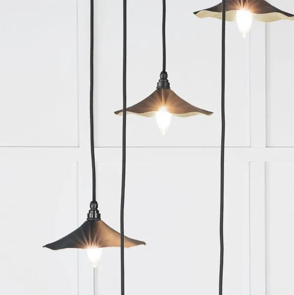 Smooth Brass Flora Cluster Pendant in Soot | From The Anvil