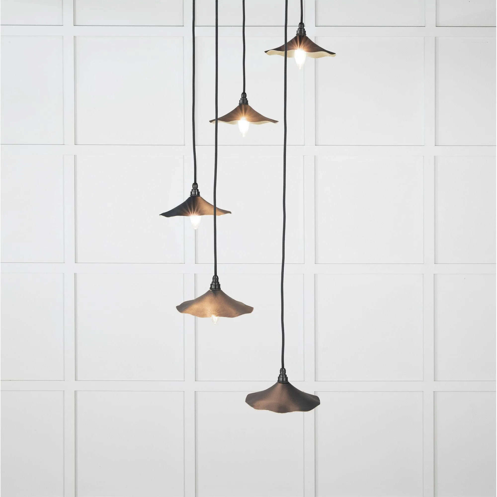Smooth Brass Flora Cluster Pendant in Soot | From The Anvil