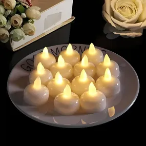 SOLDIFY Waterproof Flameless Floating LED Tealights Candles | Waterproof Flickering Battery Operated LED Tea Light Candle for Party, Centerpiece, Pool & Other Festive Occassion | Pack of 12 (Yellow)