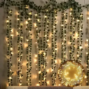 SpecialYou Aesthetic Room Decoration Items with Artificial Green Vines and Fairy LED Light for Diwali, Wall Decor, Balcony Decor, Bedroom Decor backdrop for photo(6 Green Vines & 1 LED Light)- 7pcs