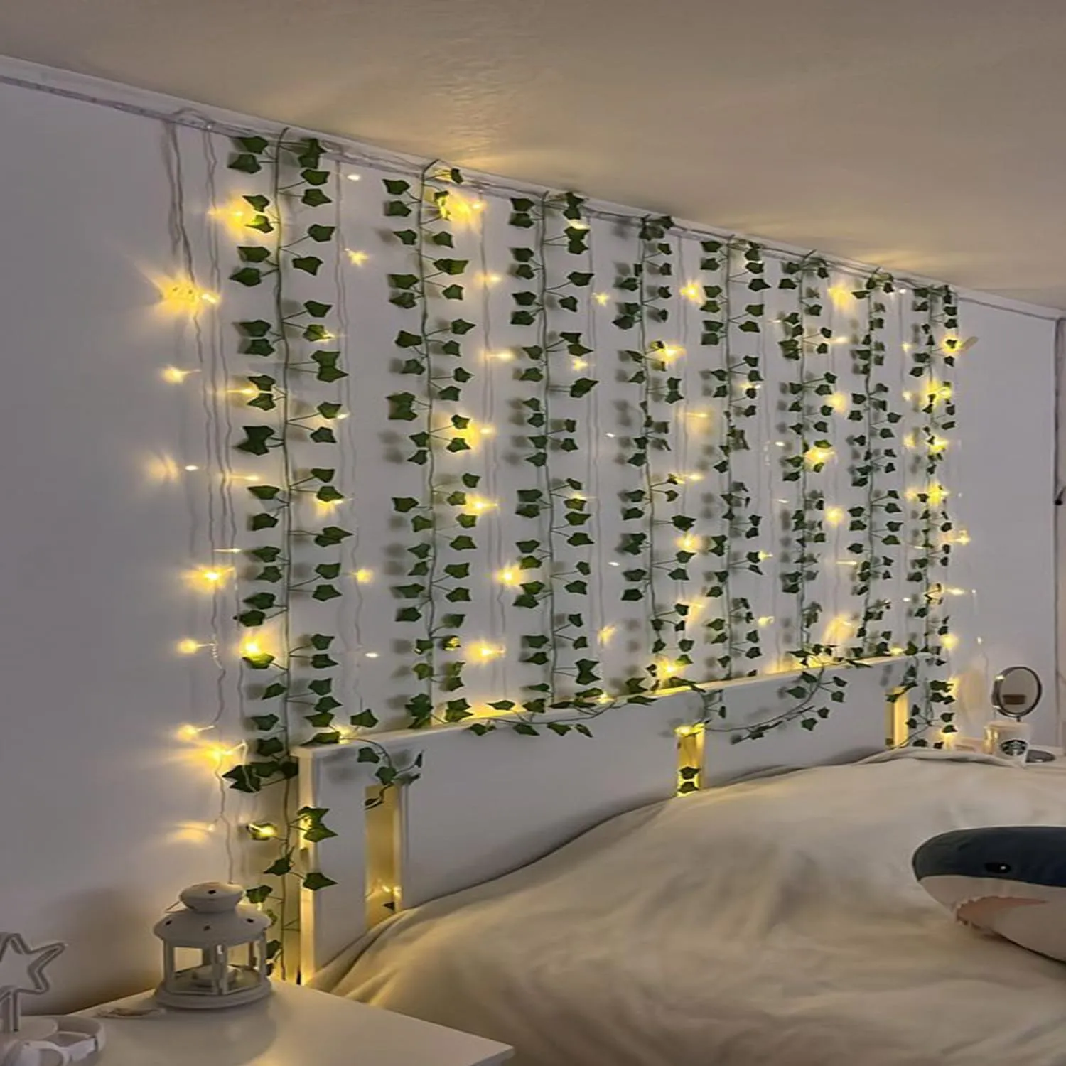 SpecialYou Aesthetic Room Decoration Items with Artificial Green Vines and Fairy LED Light for Diwali, Wall Decor, Balcony Decor, Bedroom Decor backdrop for photo(6 Green Vines & 1 LED Light)- 7pcs