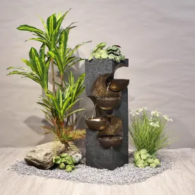 Stacking Bowls Fountain W/4 Ww Led Lights