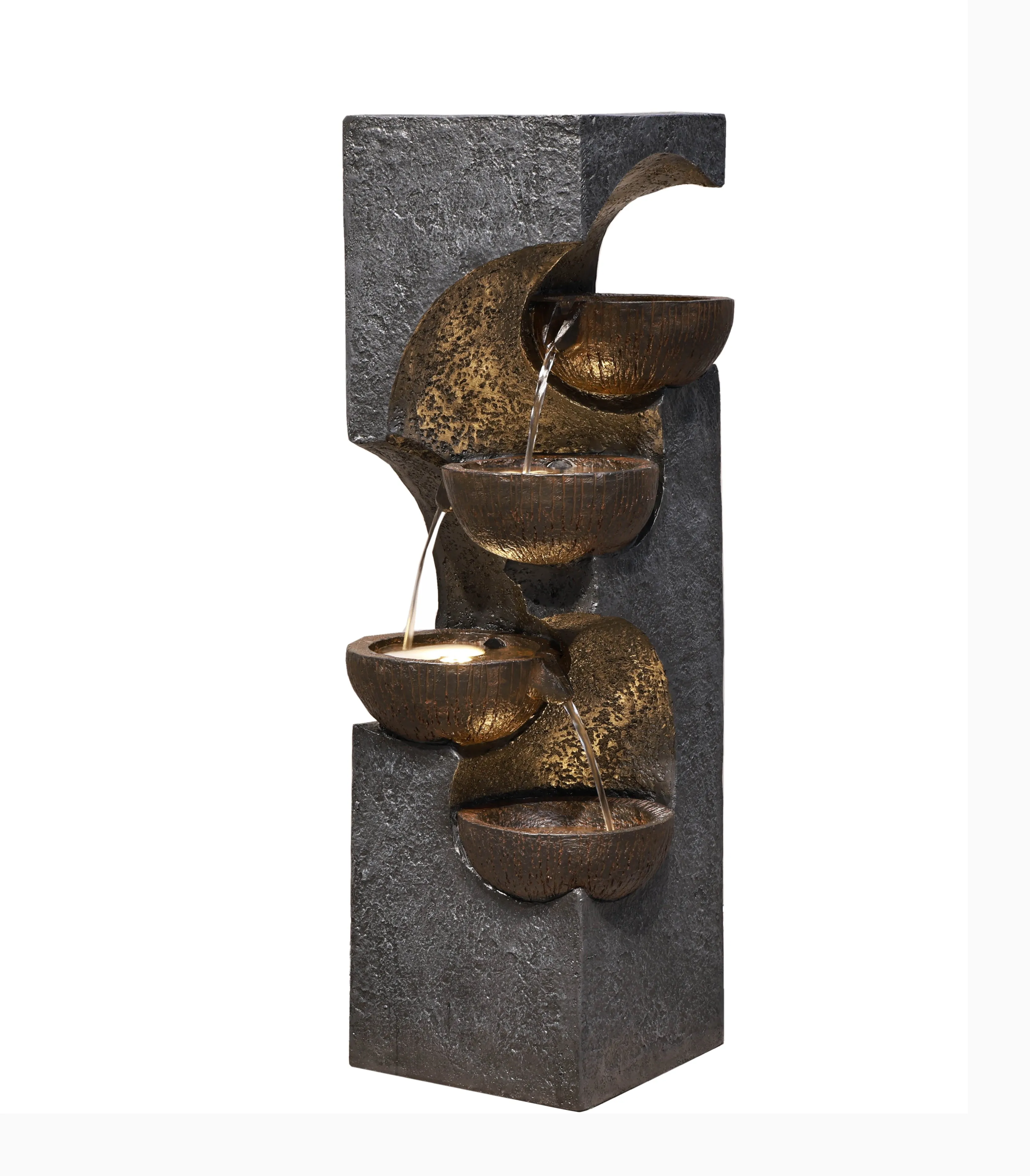 Stacking Bowls Fountain W/4 Ww Led Lights