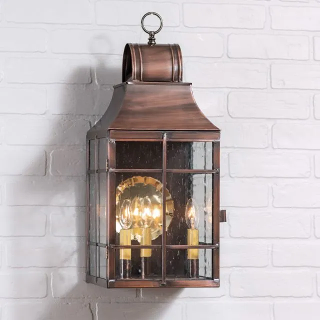 Stenton Outdoor Wall Light in Solid Antique Copper - 3 Light