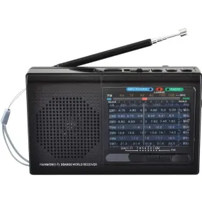 Supersonic SC-1080BT Black Rechargeable 9 Band AM/FM Bluetooth Radio