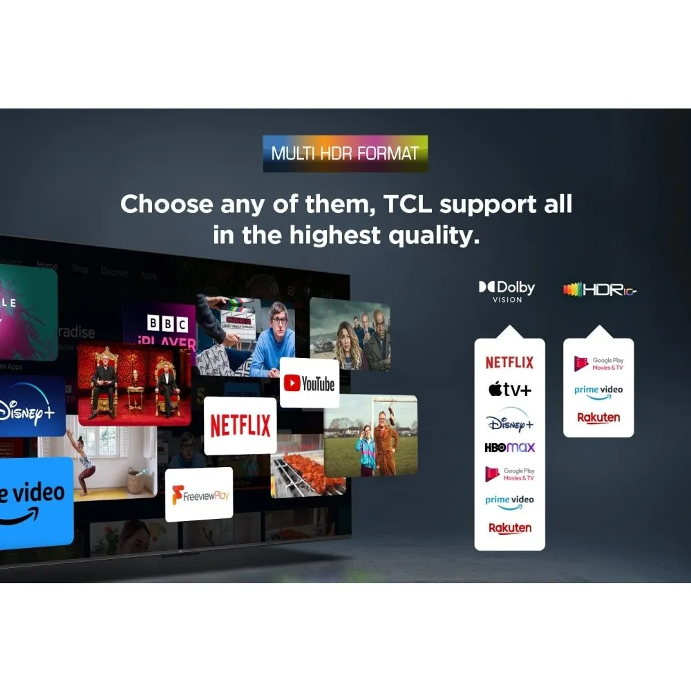 TCL 43P755K 43" LED 4K Ultra HD Smart TV, Grey, F Rated