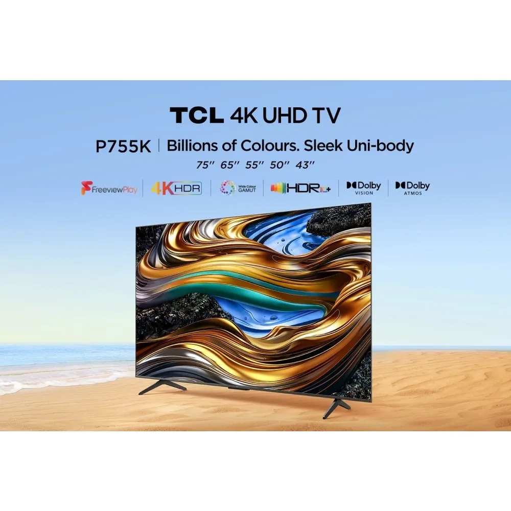 TCL 43P755K 43" LED 4K Ultra HD Smart TV, Grey, F Rated