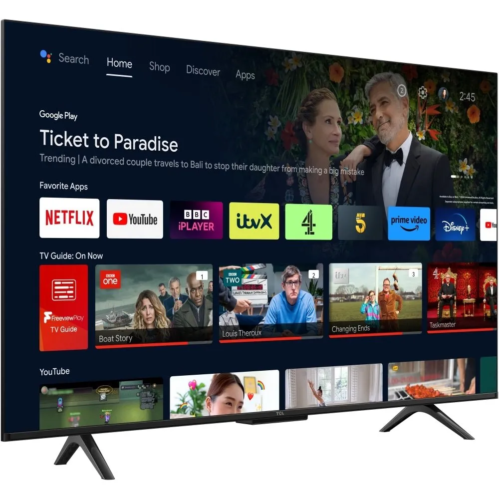 TCL 43P755K 43" LED 4K Ultra HD Smart TV, Grey, F Rated
