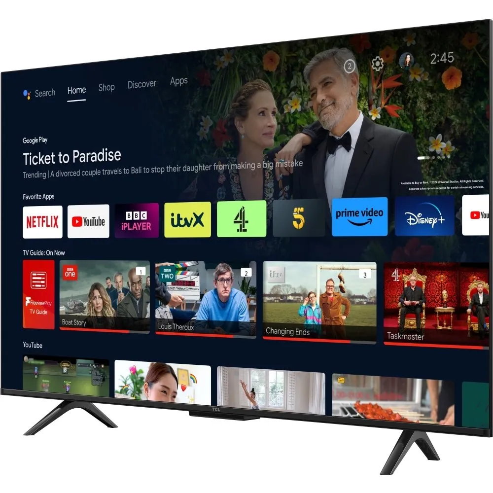 TCL 43P755K 43" LED 4K Ultra HD Smart TV, Grey, F Rated