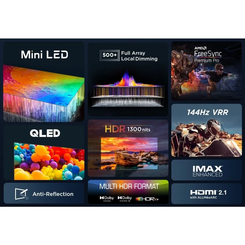 TCL 50C805K 50" 4K QLED Mini-LED HDR Google Television