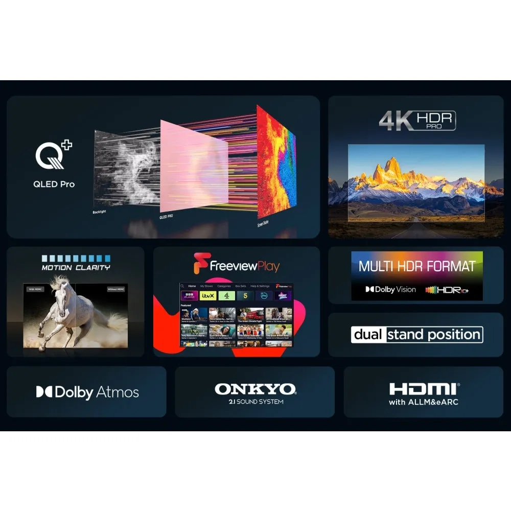 TCL 65C655K 65" QLED 4K Ultra HD Smart TV, Grey, F Rated