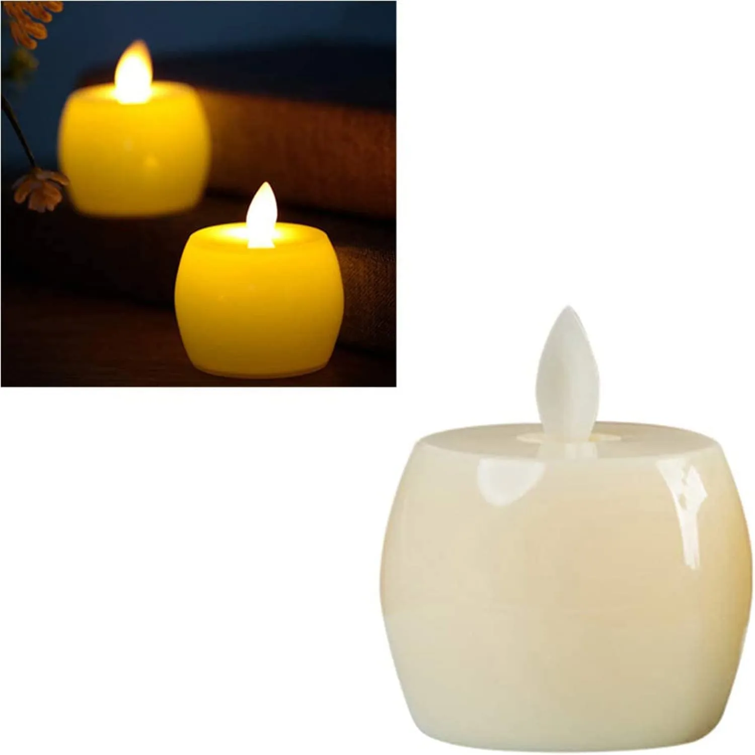 ThirteenKcanddle LED Tealight Candles Flamless Candle for Festivals Celebration Yellow Light, Set of 2 Pcs