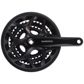 Tourney FC-A073 Bicycle Crankset - 170mm, 7/8-Speed, 50/39/30t, Riveted, Square Taper JIS Spindle Interface, With Chainguard
