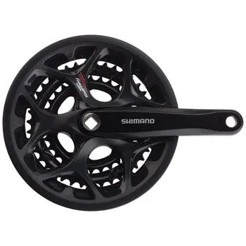 Tourney FC-A073 Bicycle Crankset - 170mm, 7/8-Speed, 50/39/30t, Riveted, Square Taper JIS Spindle Interface, With Chainguard