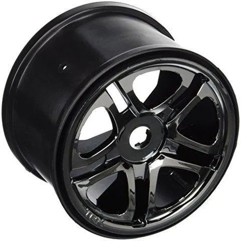 Traxxas 5172A Wheels SS (split spoke) 3.8' (black chrome) (2) (use with 17mm splined wheel hubs & nuts part #5353X) (fits Revo®T-Maxx®E-Maxx)