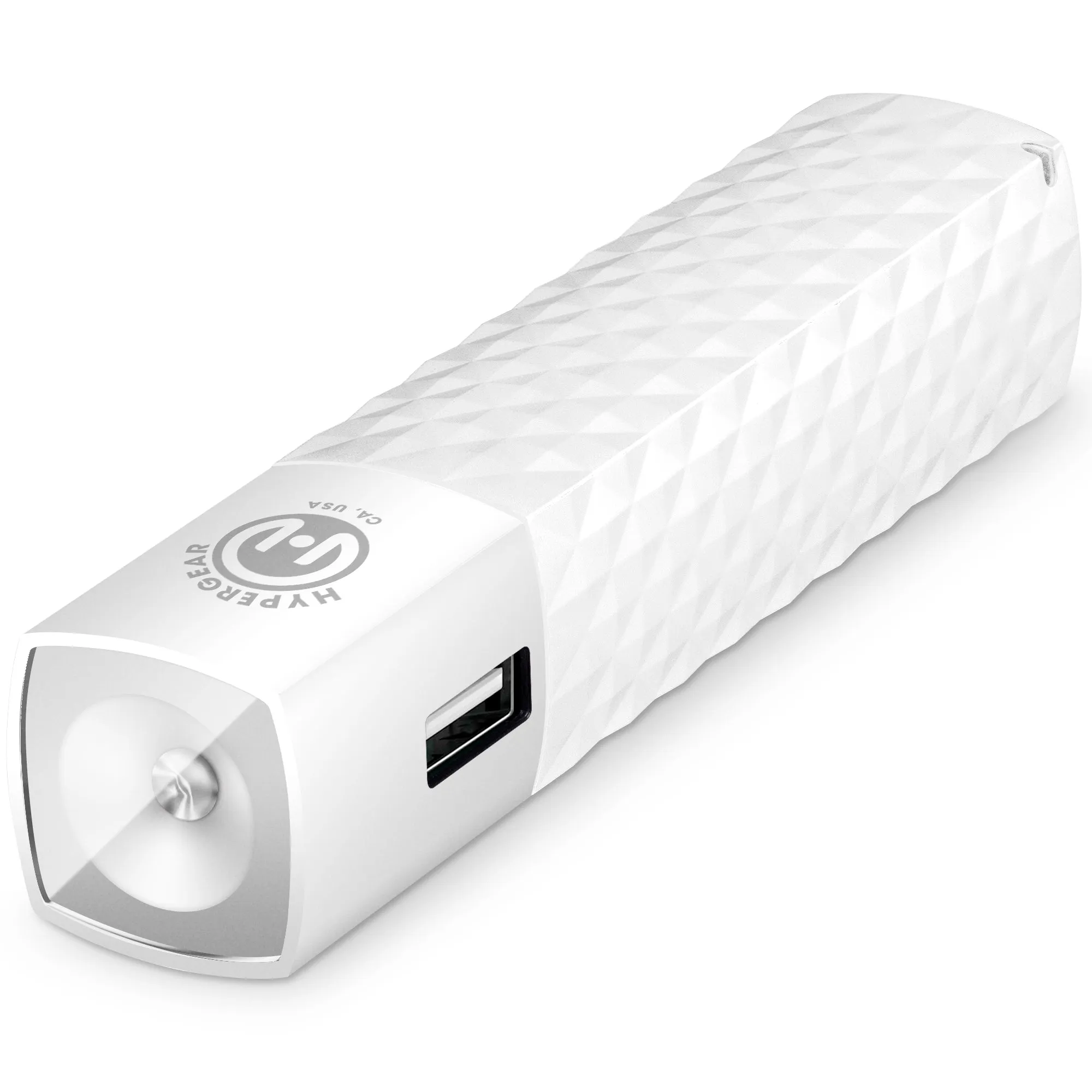 UNIVERSAL WHITE 2600 MAH BACK UP POWER BANK BATTERY (1 Amp Output) WITH BUILT IN FLASH LIGHT.