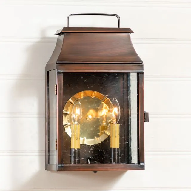Valley Forge Outdoor Wall Light in Solid Antique Copper - 2 Light