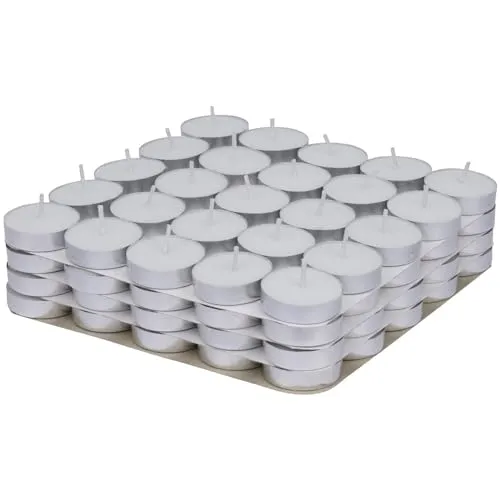 VEDHAN - Wax Tealight Candles - Pack of 100, 4 Hours Burning Time, 100% Fully Refined Paraffin Wax, Unscented, Smokeless, Dripless, for Home Decor, Offices & Other Occasions (White)