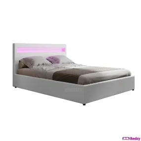 Wanda LED Storage Queen Bed Frame White