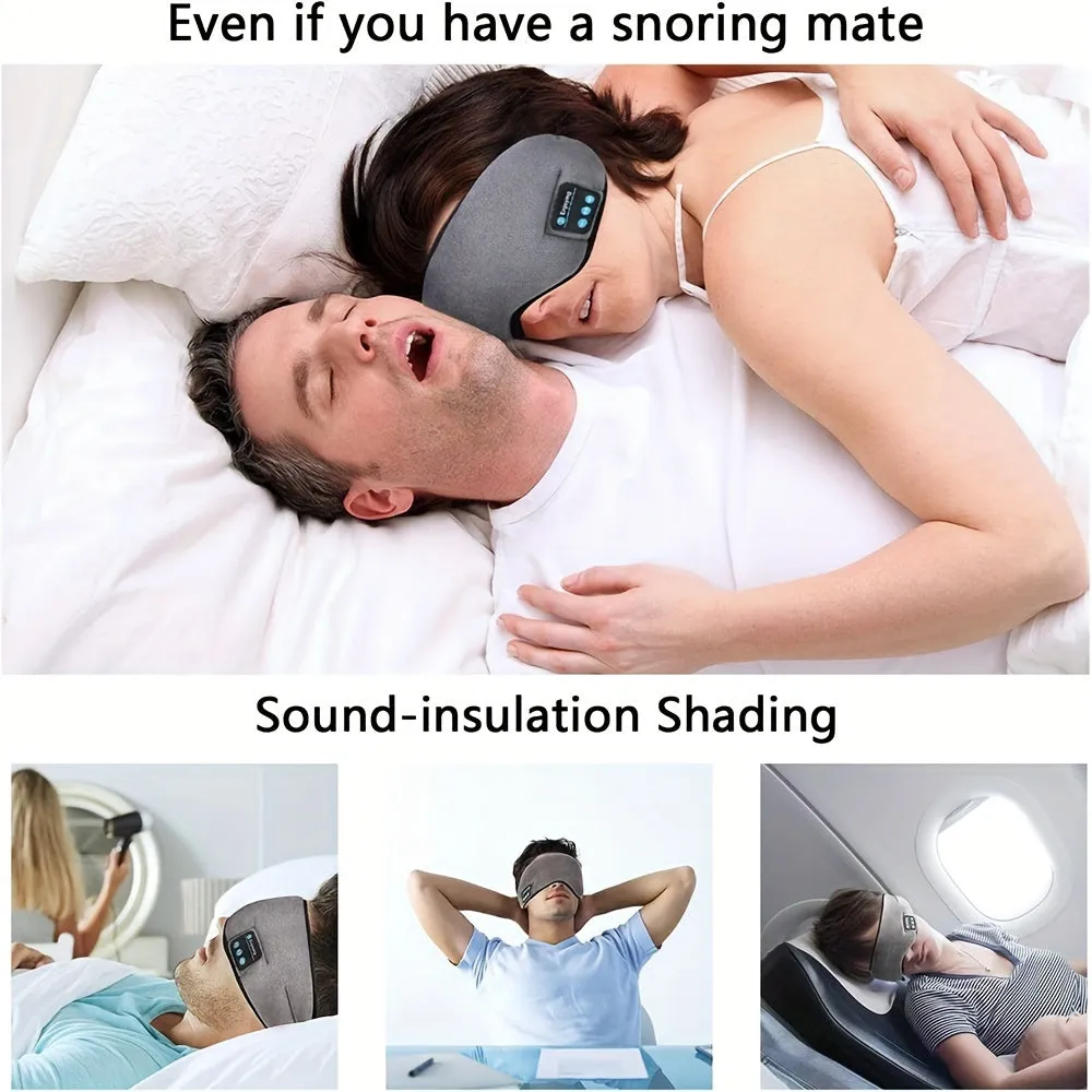 Wireless Sleep Mask, Sleep Headphones, Adjustable&Washable Music Travel Sleeping Headset With Built-in Speakers Microphone Hands-Free For Air Travel, Siesta And Sleeping