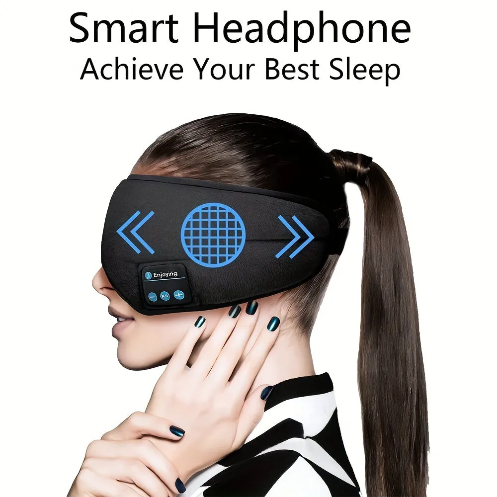 Wireless Sleep Mask, Sleep Headphones, Adjustable&Washable Music Travel Sleeping Headset With Built-in Speakers Microphone Hands-Free For Air Travel, Siesta And Sleeping