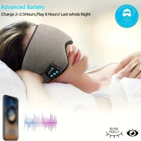 Wireless Sleep Mask, Sleep Headphones, Adjustable&Washable Music Travel Sleeping Headset With Built-in Speakers Microphone Hands-Free For Air Travel, Siesta And Sleeping