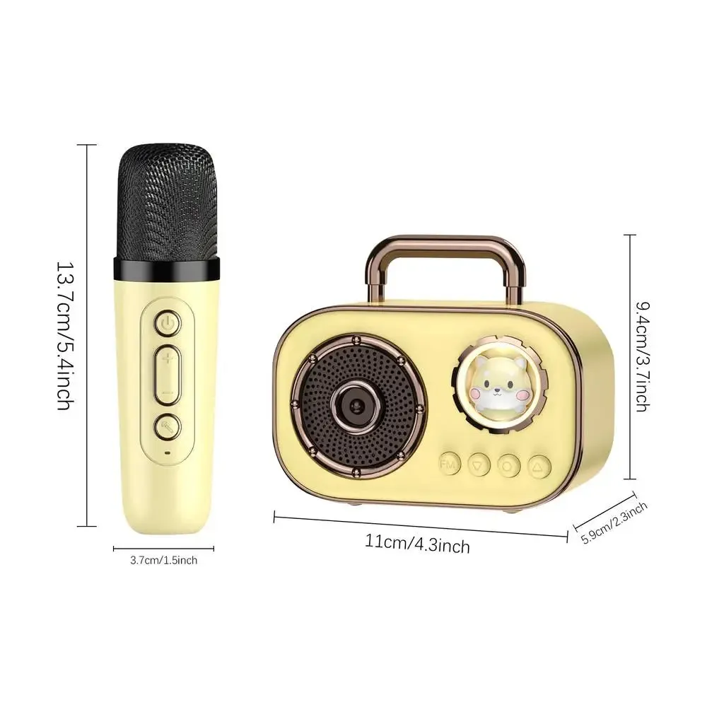 Wireless Speaker Mini Karaoke Machine Mini Karaoke Machine With Microphone Rechargeable Dual Mic Connection Audio Home Speaker