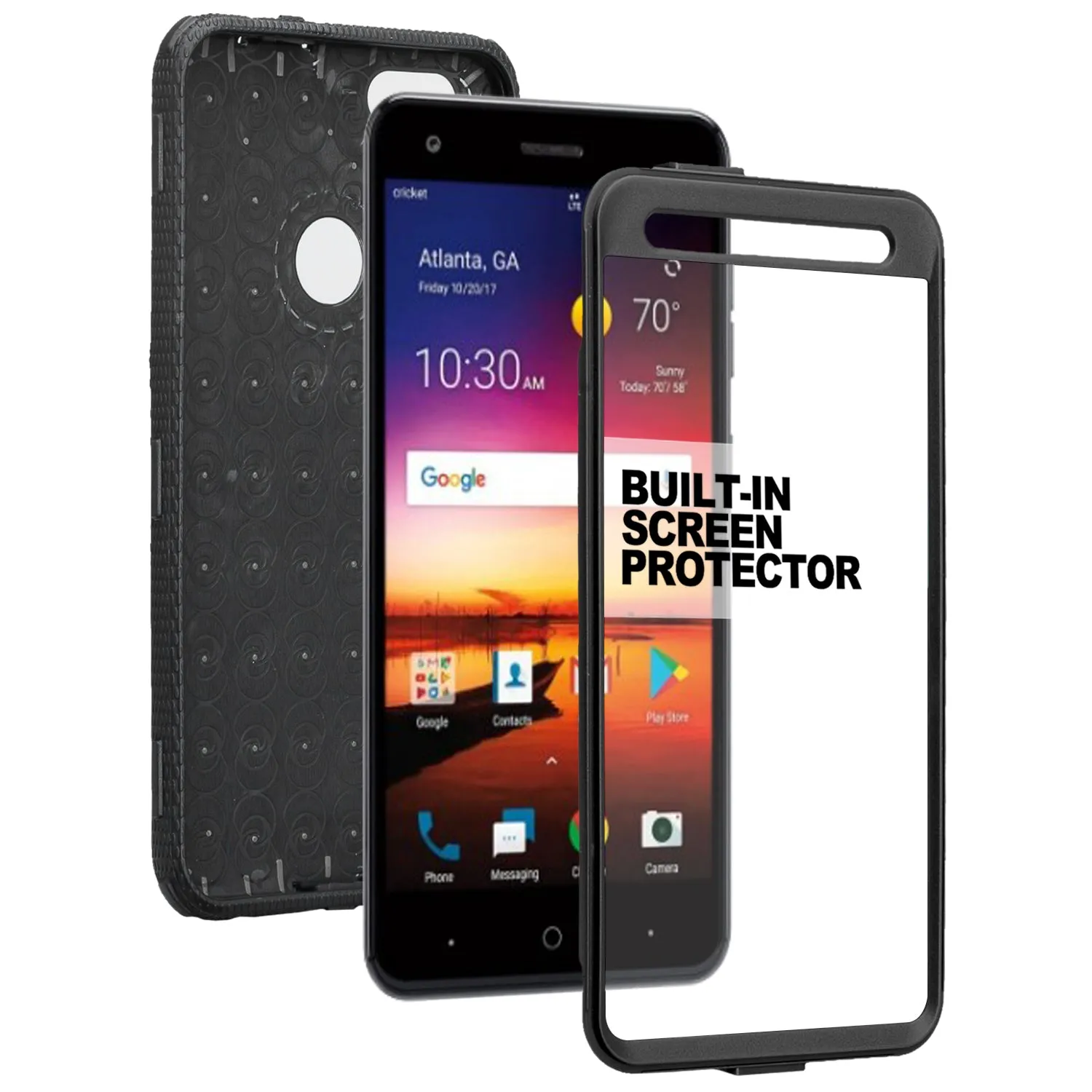 ZTE Blade Force Case, ZTE N9517 Case, Triple Protection 3-1 w/ Built in Screen Protector Heavy Duty Holster Shell Combo Case Cover - Black