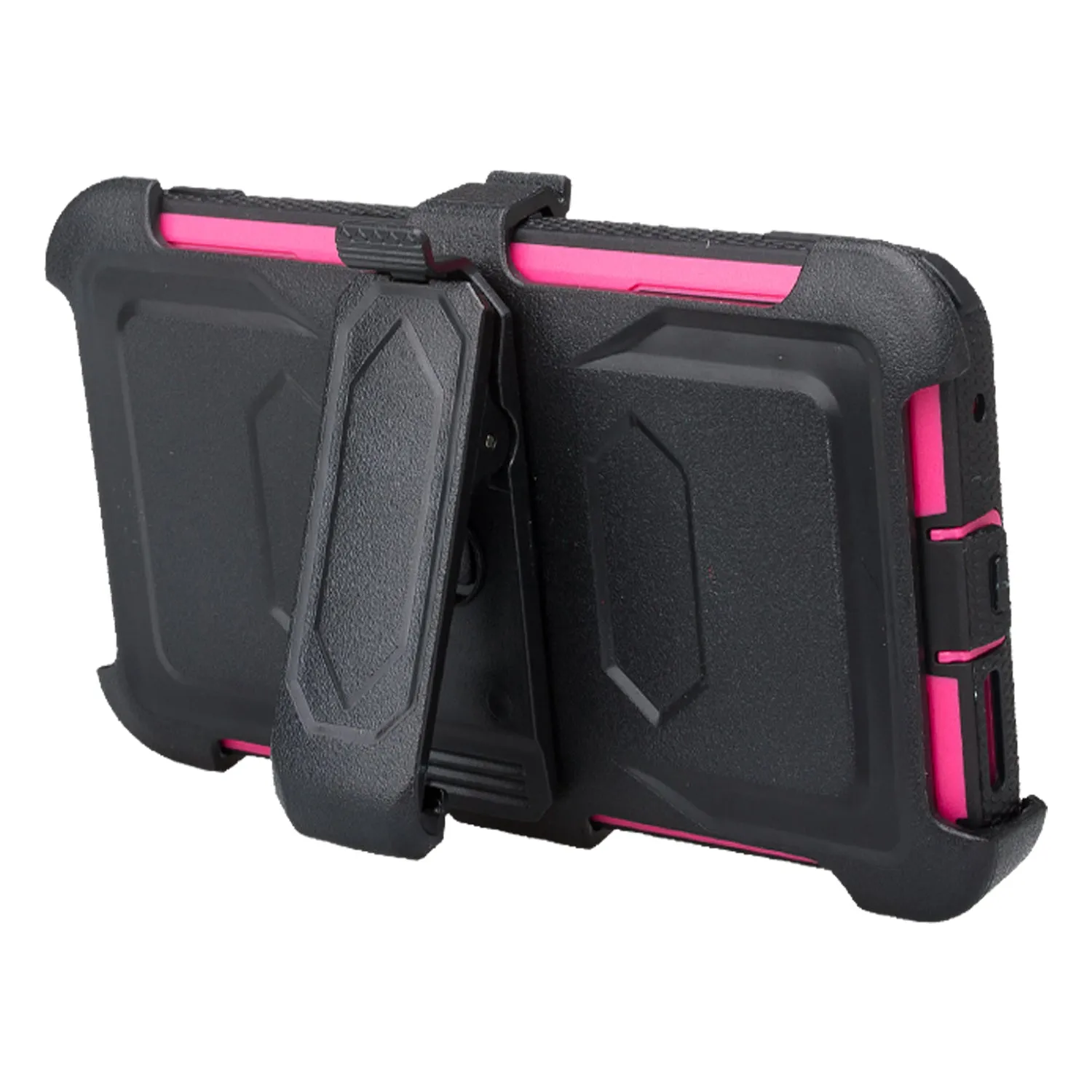 ZTE Blade Force Case, ZTE N9517 Case, Triple Protection 3-1 w/ Built in Screen Protector Heavy Duty Holster Shell Combo Case Cover - Hot Pink