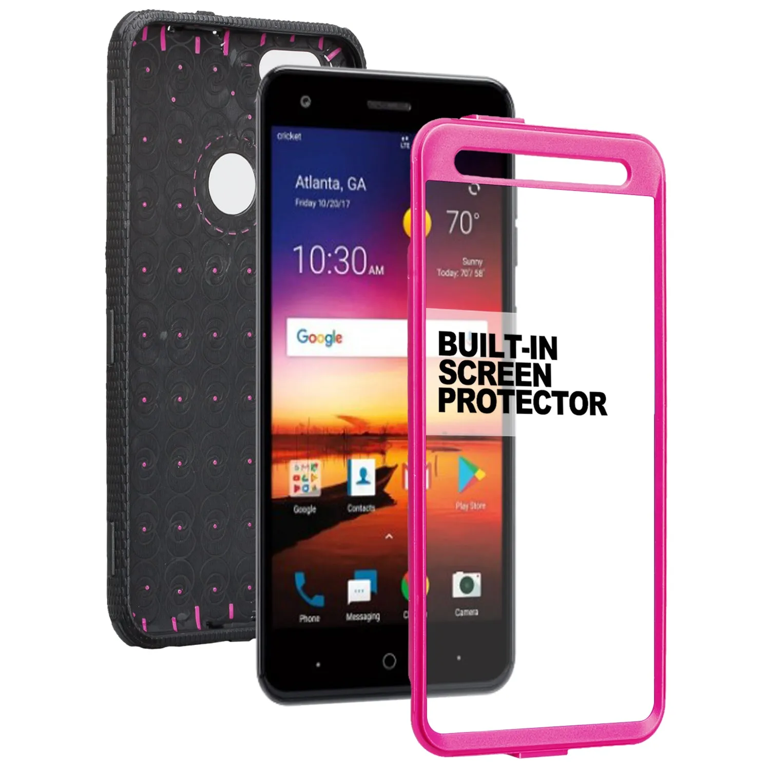 ZTE Blade Force Case, ZTE N9517 Case, Triple Protection 3-1 w/ Built in Screen Protector Heavy Duty Holster Shell Combo Case Cover - Purple