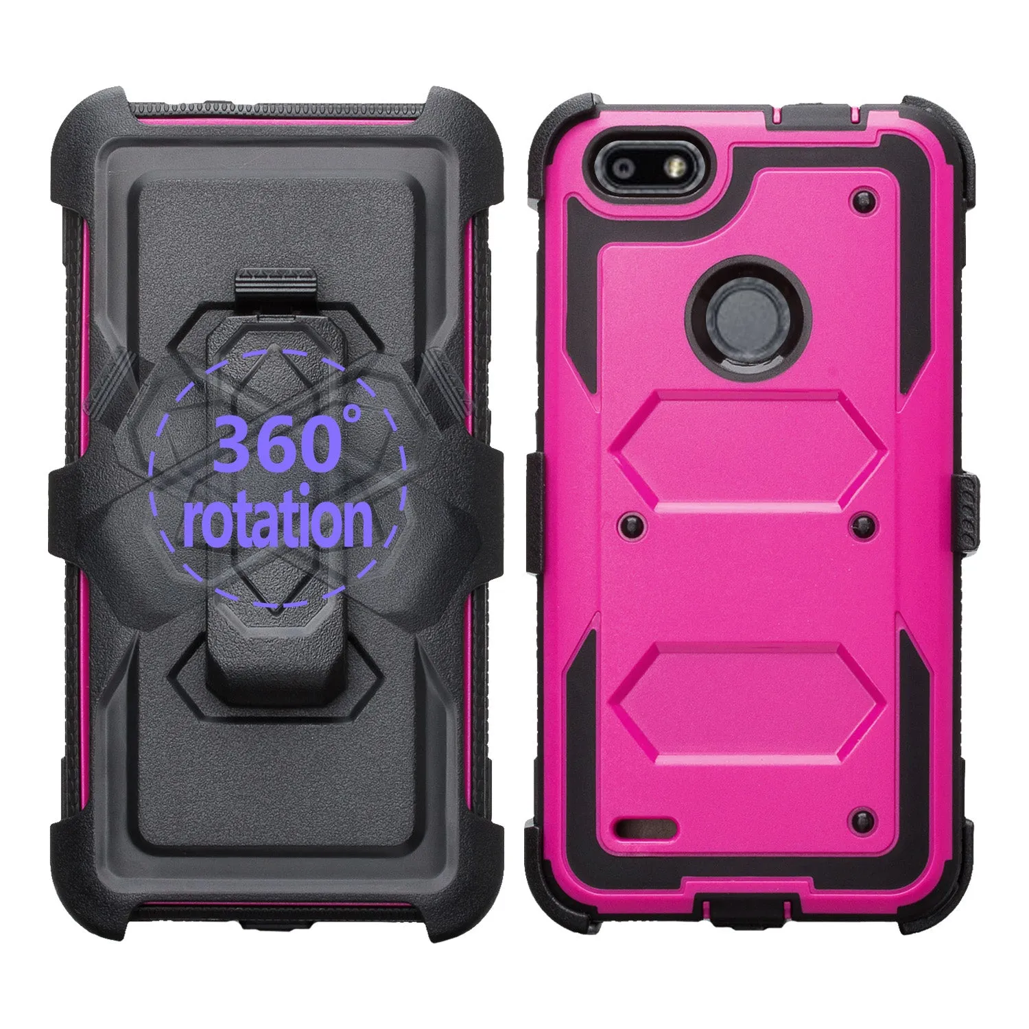 ZTE Blade Force Case, ZTE N9517 Case, Triple Protection 3-1 w/ Built in Screen Protector Heavy Duty Holster Shell Combo Case Cover - Purple